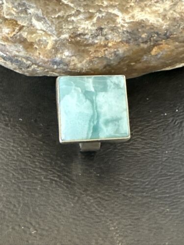Navajo Blue Larimar Ring | Sterling Silver | Sz 8 | Authentic Native American Handmade | 17589