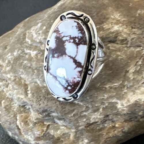 Women's Wild Horse Turquoise Ring | Navajo Sterling Silver | Sz 9 | Authentic Native American Handmade | 16471