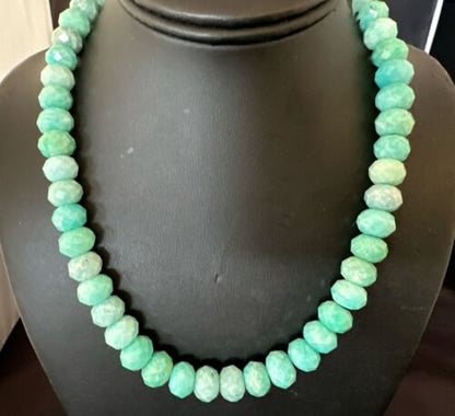 Navajo Sterling Silver Amazonite Bead Necklace | 12mm | 18" | Authentic Native American Handmade | 17302