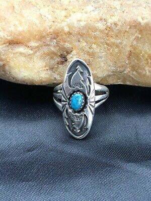Navajo Kingman Turquoise Ring | Sterling Silver Shadow Box | Sz 6 | Authentic Native American Handmade | 16866