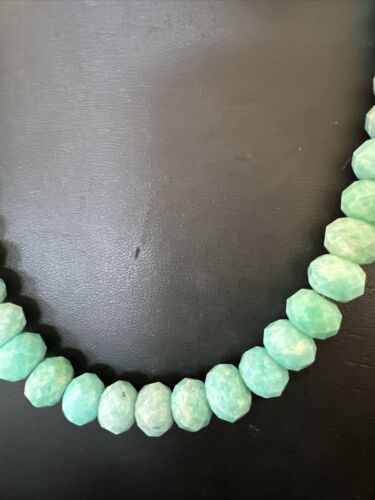 Navajo Sterling Silver Amazonite Bead Necklace | 12mm | 18" | Authentic Native American Handmade | 17302
