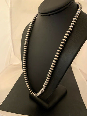 Navajo Pearls Handmade Rondelles Sterling Silver Bead Necklace 4665