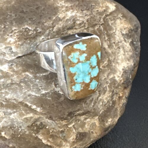 Navajo Blue Turquoise #8 Ring | Sterling Silver | Sz 7 | Authentic Native American Handmade | 14963