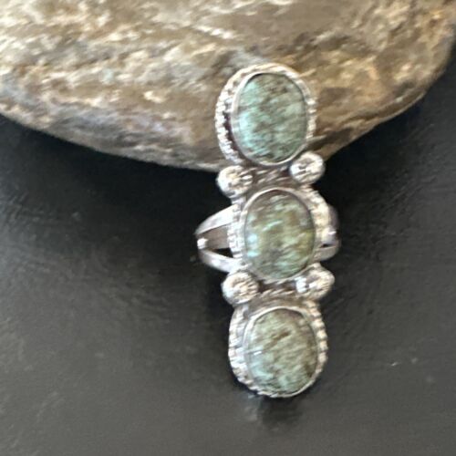 Navajo Blue Spiderweb Turquoise Multi-Stone Ring | Authentic Native American Sterling Silver | Sz 9.5 | 16708