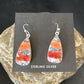 Navajo Blue Turquoise Red Spiny Oyster Inlay Dangle Earrings | Sterling Silver | 15560