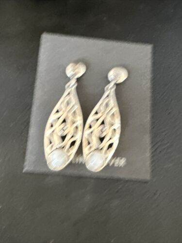 Navajo Pink Mother of Pearl Dangle Inlay Earrings | Sterling Silver | Authentic Native American Handmade | 15301