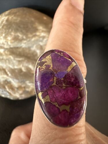 Southwestern Navajo Purple Mojave Turquoise Ring | Sterling Silver | Sz 10 | 15606