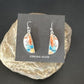 Navajo Blue Turquoise & Orange Spiny Oyster Inlay Dangle Earrings | Sterling Silver | 15584