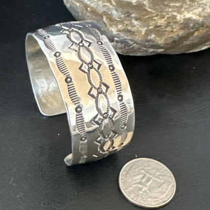 Navajo Stamped Cuff Bracelet | Sterling Silver | Authentic Native American Handmade | 17457