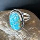 Navajo Sterling Silver Blue Kingman Turquoise Ring | Sz 11.5 | Authentic Native American Handmade | 15913