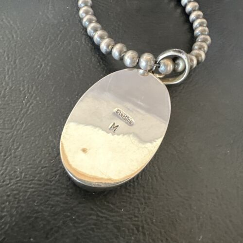 Navajo Blue Lapis Pendant with Pearls | Sterling Silver Necklace | 20" | Authentic Native American Handmade | 16661