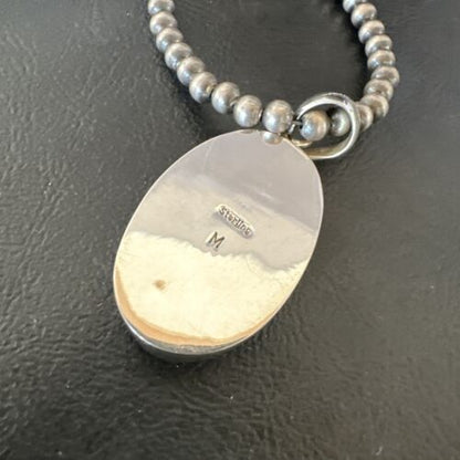 Navajo Blue Lapis Pendant with Pearls | Sterling Silver Necklace | 20" | Authentic Native American Handmade | 16661