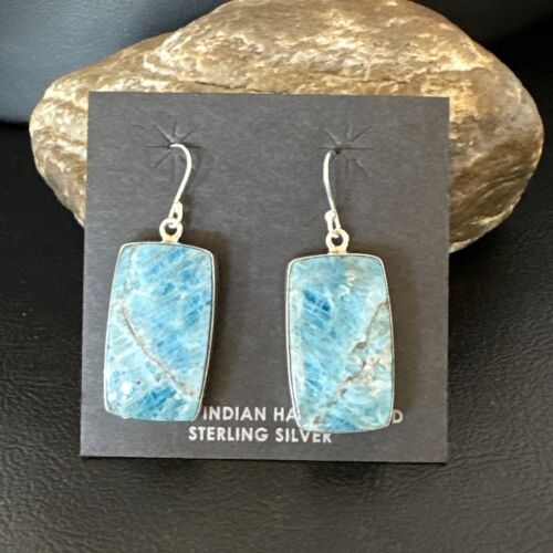 Handmade Sterling Silver Blue Denim Lapis Dangle Earrings | 1" | 15800