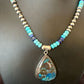Blue Turquoise Jasper Pendant | Lapis Navajo Pearls | Sterling Silver Necklace 16927