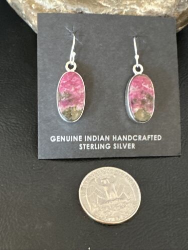 Purple Mojave Turquoise Dangle Earrings | Sterling Silver | Authentic Native American Handmade | 15787