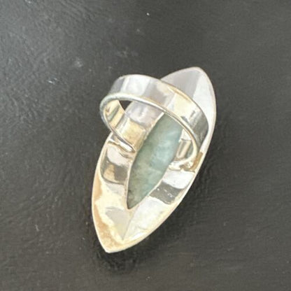 Navajo Blue Larimar Ring | Sterling Silver | Sz 8 | Authentic Native American Handmade | 16007