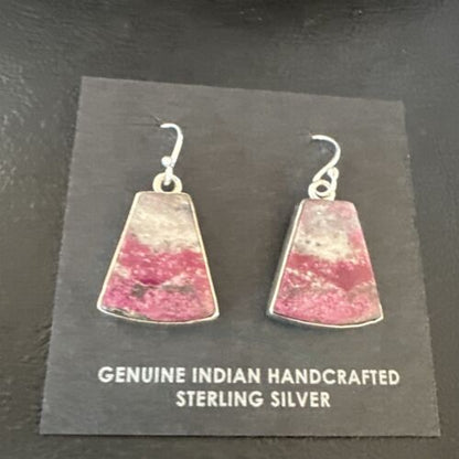 Purple Mojave Turquoise Dangle Earrings | Sterling Silver | Authentic Native American Handmade | 15782