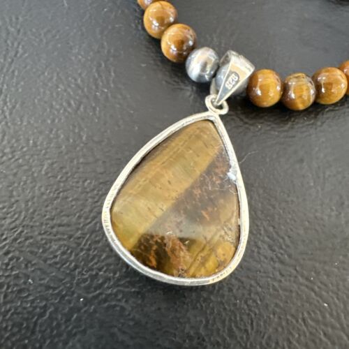 Southwestern Coffee Brown Tiger's Eye Pendant Necklace | Sterling Silver | 15864