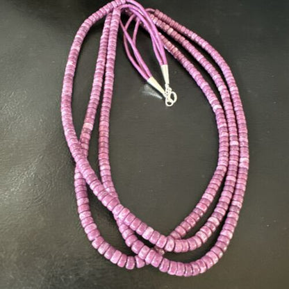 Sugilite Heishi Bead Necklace | 3 Strand | Stabilized Sterling Silver | 20" | 16176