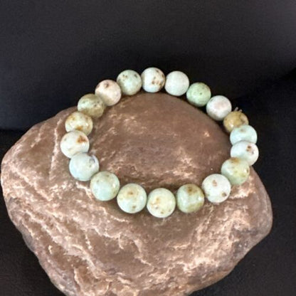 Women's Green Turquoise Stretch Bracelet | 10mm Stone | 7" | 15242