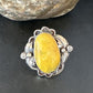 Navajo Yellow Bumble Bee Jasper Ring | Sterling Silver | Sz 9 | Authentic Native American Handmade | 14942