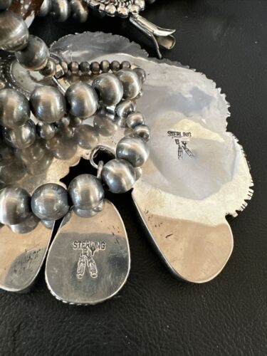 Navajo Wild Horse Turquoise Squash Blossom Necklace | Sterling Silver | 36" | Authentic Native American Handmade | 16756