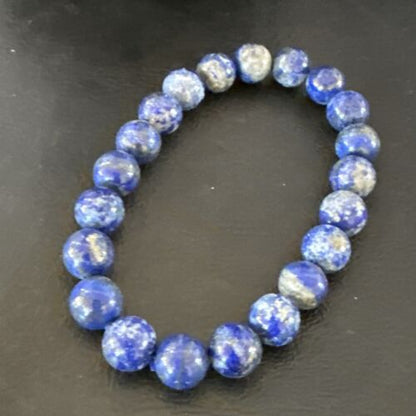 Women's Blue Denim Lapis Lazuli Stretch Bead Bracelet | 9mm | 7.5" | 16489