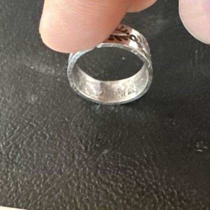 Navajo Stamped Sterling Silver Wide Band Pinky Ring | Sz 4.5 | Authentic Native American Handmade | 15297