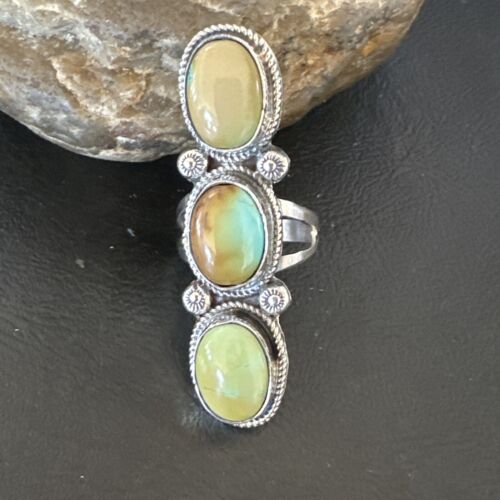 Navajo Green Royston Turquoise Multi-Stone Ring | Authentic Native American Sterling Silver | Sz 10 | 16720