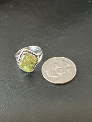Navajo Green Gaspeite Ring | Sterling Silver | Sz 7 | Authentic Native American Handmade | 16401