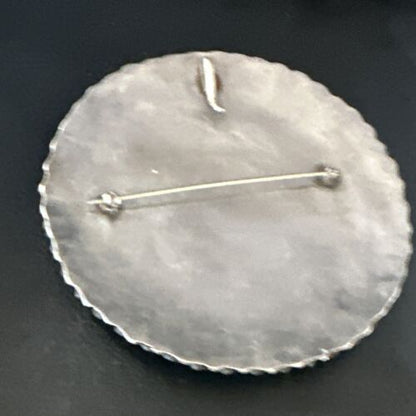XXL Navajo Blue Turquoise Needle Point Wheel Pin Pendant | Sterling Silver | Authentic Native American Jewelry | 15155