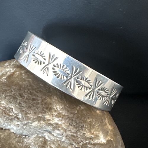 Navajo Stamped Cuff Bracelet | Sterling Silver | Authentic Native American Handmade | 16125