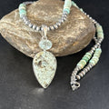 Navajo Green Turquoise Pendant Necklace | Sterling Silver | 21" | Authentic Native American Handmade | 14473