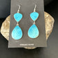 Navajo Blue Kingman Turquoise Dangle Earrings | Sterling Silver | Authentic Native American Handmade | 15108