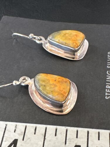 Navajo Bumblebee Jasper Earrings | Sterling Silver | Authentic Native American Handmade | 15831