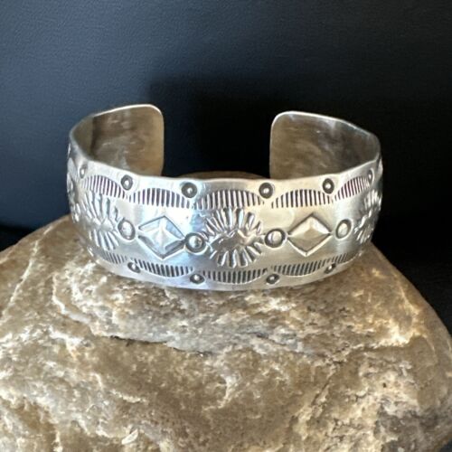 Navajo Stamped Cuff Bracelet | Sterling Silver | Authentic Native American Handmade | 17460