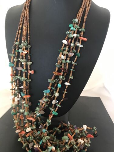 Santo Domingo Multi-Stone Bead Necklace | 32" | Authentic Native American Handmade | 3992
