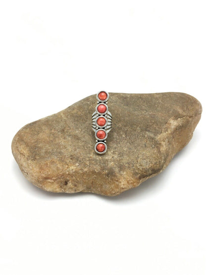 Navajo Red Spiny Oyster Cluster Ring | Authentic Native American Sterling Silver | Multi-Stone | Sz 8.75 | 02586