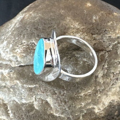 Navajo Blue Kingman Turquoise Ring | Sterling Silver | Sz 8 | Authentic Native American Handmade | 16588