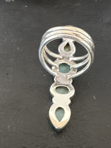 Navajo Blue Larimar Cluster Ring | Authentic Native American Sterling Silver | Multi-Stone | Sz 7.5 | 15943