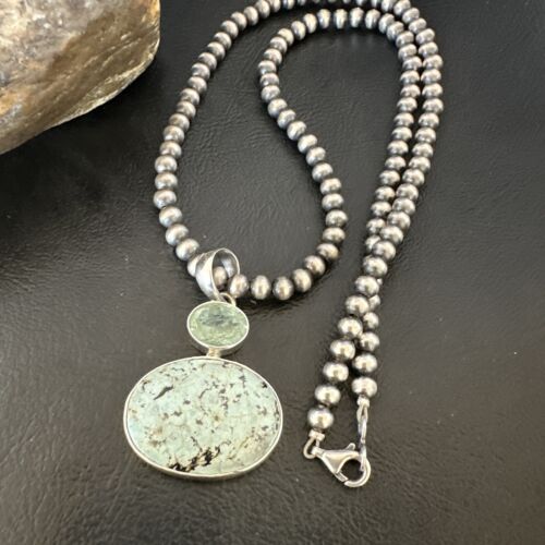 Navajo Women's Dry Creek Turquoise Topaz Pendant Necklace | Sterling Silver | 16310