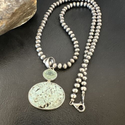 Navajo Women's Dry Creek Turquoise Topaz Pendant Necklace | Sterling Silver | 16310
