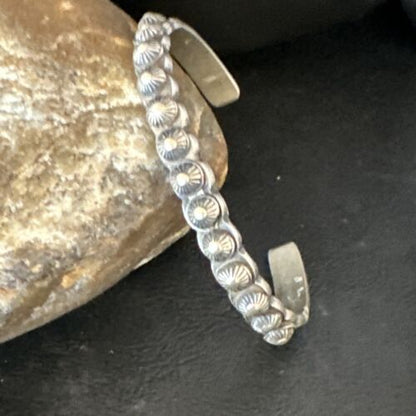 Navajo Stamped Cuff Bracelet | Old Pawn Sterling Silver | Authentic Native American Jewelry | 15163