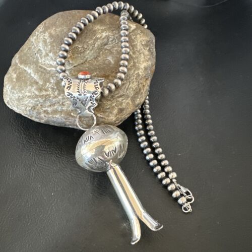 Native American Navajo Sterling Silver Necklace | 3.5" Naja Pendant | 20" | 16480