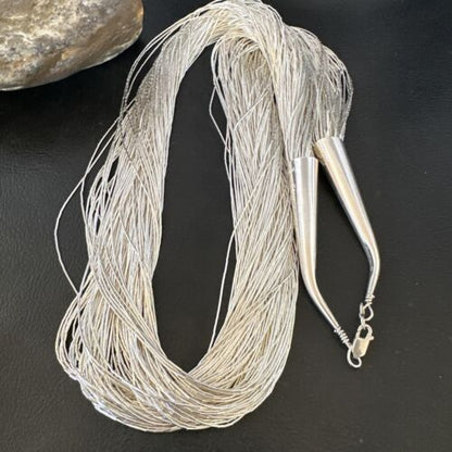 Statement Liquid Silver Heishi Necklace | 100 Strand Sterling Silver | 29" | 16450