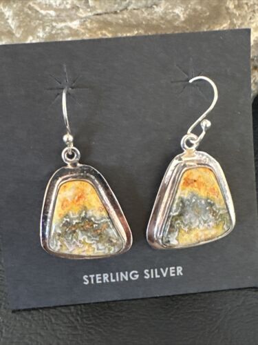 Navajo Bumblebee Jasper Earrings | Sterling Silver | Authentic Native American Handmade | 15830