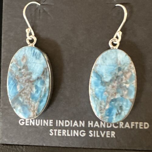 Blue Denim Lapis Dangle Earrings | Sterling Silver | 1" | 15796