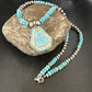Navajo Turquoise Inlay Pendant Necklace | Sterling Silver | Authentic Native American Handmade | 17077