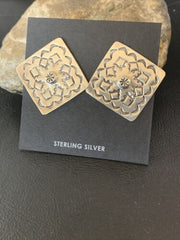 Navajo Stamped Sterling Silver Earrings Set | Authentic Native American Handmade | 1198