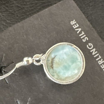 Navajo Blue Larimar Dangle Earrings | Sterling Silver | Authentic Native American Handmade | 17561